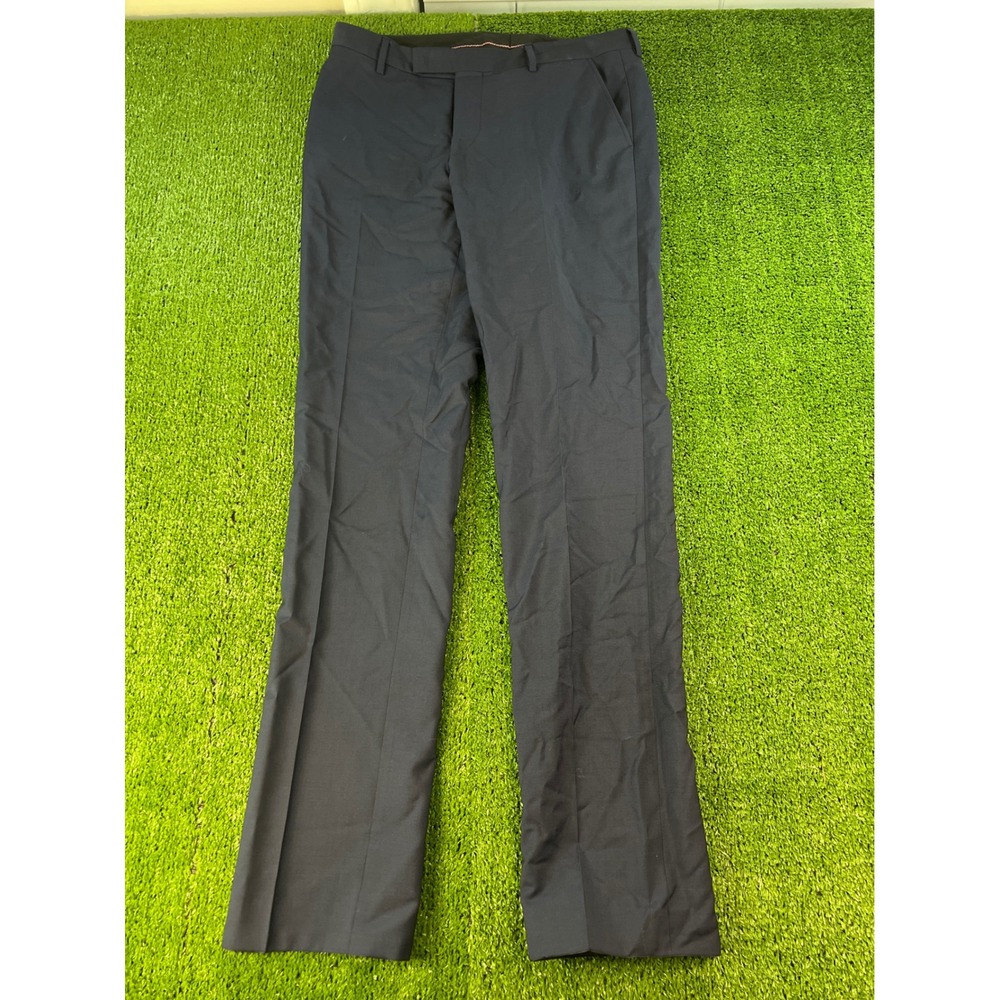 Sand Men's Classic Dark Blue Flat Front‎ Dress Pants for Formal Occasions 34
